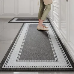 Kitchen Rugs & Mats Non-Skid WashableAnti-Fatigue, Non-Slip Absorbent Woven Runner Rubber Backed for Floors, Machine Washable Farmhouse Standing Mats for Sink, Laundry Room, Hallway