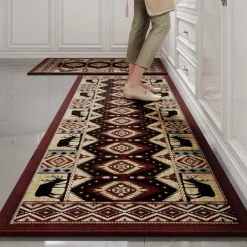 Kitchen Rugs & Mats Non-Skid WashableAnti-Fatigue, Non-Slip Absorbent Woven Runner Rubber Backed for Floors, Machine Washable Farmhouse Standing Mats for Sink, Laundry Room, Hallway