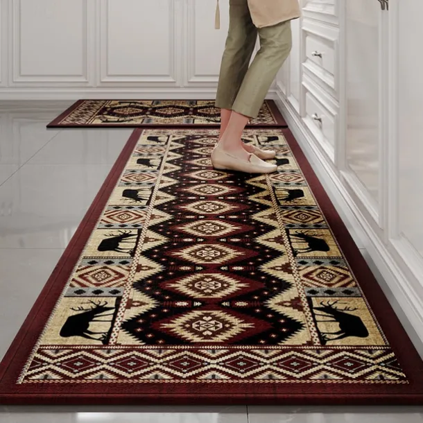 Kitchen Rugs & Mats Non-Skid WashableAnti-Fatigue, Non-Slip Absorbent Woven Runner Rubber Backed for Floors, Machine Washable Farmhouse Standing Mats for Sink, Laundry Room, Hallway