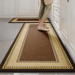 Kitchen Rugs & Mats Non-Skid WashableAnti-Fatigue, Non-Slip Absorbent Woven Runner Rubber Backed for Floors, Machine Washable Farmhouse Standing Mats for Sink, Laundry Room, Hallway