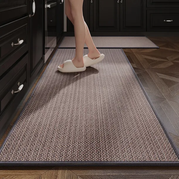 Kitchen Rugs & Mats Non-Skid WashableAnti-Fatigue, Non-Slip Absorbent Woven Runner Rubber Backed for Floors, Machine Washable Farmhouse Standing Mats for Sink, Laundry Room, Hallway