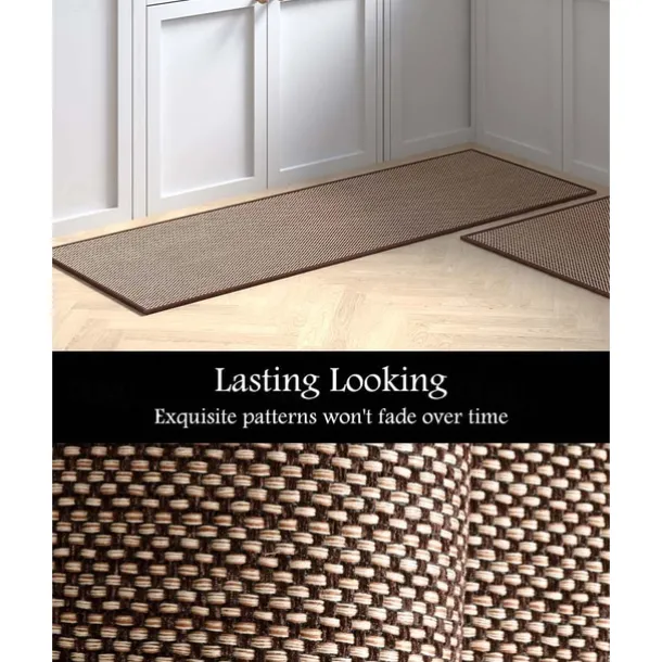 Kitchen Rugs & Mats Non-Skid WashableAnti-Fatigue, Non-Slip Absorbent Woven Runner Rubber Backed for Floors, Machine Washable Farmhouse Standing Mats for Sink, Laundry Room, Hallway
