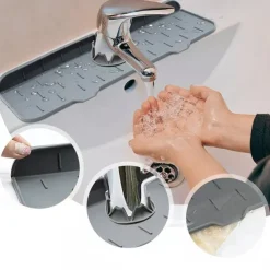 Kitchen Silicone Faucet Mat Sink Splash Guard Faucet Drainage Mat Drying Pad Kitchen Bathroom Countertop Protection Mat