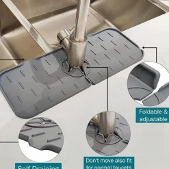 Kitchen Silicone Faucet Mat Sink Splash Guard Faucet Drainage Mat Drying Pad Kitchen Bathroom Countertop Protection Mat