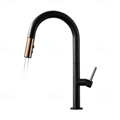 Kitchen Sink Mixer Faucet with Pull Out Sprayer Contemporary, 360 Rotatable Pull Down Single Handle One Hole High Arc Antique Kitchen Taps, Adjustable Cold and Hot Water Hose
