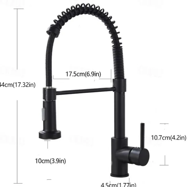 Kitchen Sink Mixer Faucet with Pull Down Sprayer, 360 swivel High Arc Single Handle Spring Kitchen Taps Deck Mounted, One Hole Brass Kitchen Sink Faucet Centerset Water Taps