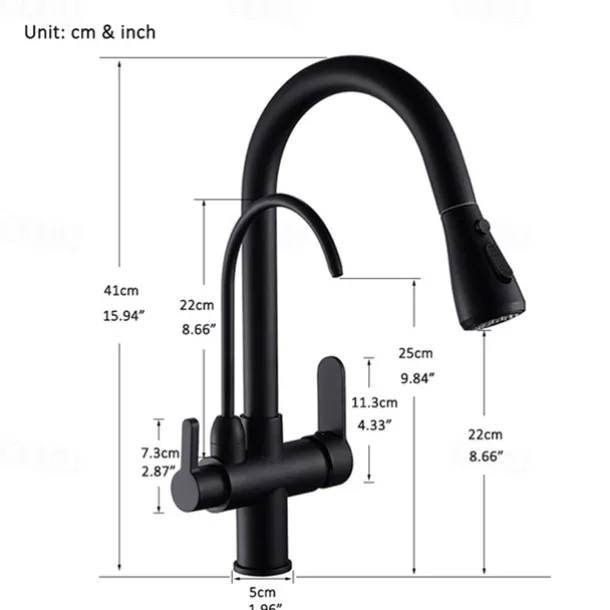 Kitchen Sink Mixer Faucet Pull Out Sprayer with Soap Dispenser, 360 swivel Black Single Handle Brass Taps Pull Down, Deck Mounted Hot Cold Water Hose Filter Tap
