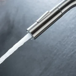 Kitchen Sink Mixer Faucet Stainless Steel with Pull Out Sprayer, 360° Rotatable Multi-function Pull Down Single Handle Kitchen Vessel Tap Brushed Gold Finish