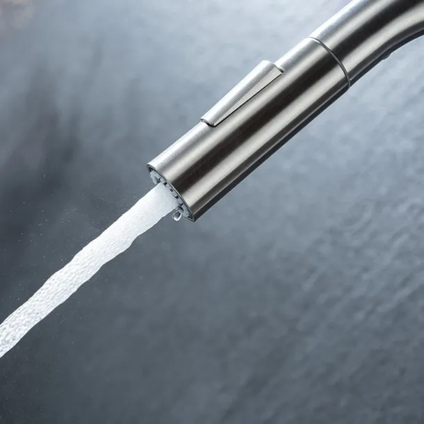 Kitchen Sink Mixer Faucet Stainless Steel with Pull Out Sprayer, 360° Rotatable Multi-function Pull Down Single Handle Kitchen Vessel Tap Brushed Gold Finish