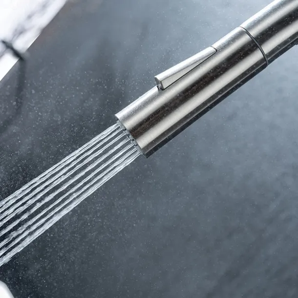 Kitchen Sink Mixer Faucet Stainless Steel with Pull Out Sprayer, 360° Rotatable Multi-function Pull Down Single Handle Kitchen Vessel Tap Brushed Gold Finish