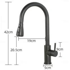 Kitchen Sink Mixer Faucet with Pull Out Spray, 360 Rotating Single Handle Pull Down Tap Nickel Brushed 304 Stainless Steel Deck Mounted Kitchen Vessel Taps