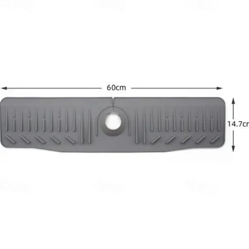 Kitchen Sink Splash Guard, 24in Faucet Mat Splash Catcher, Handle Drip Catcher Tray, Multipurpose for Kitchen Dish Drying Mats Sponge Holder and Bathroom Countertop Protect-Grey