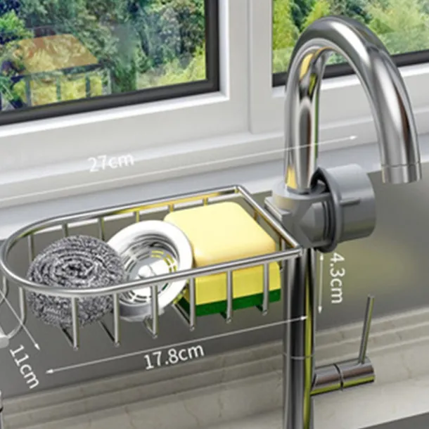 Kitchen Storage Rack Faucet Rack Black Gold Household Sink Dishwashing Sponge Rag Drain Water Hanging Basket Sink