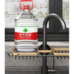 Kitchen Storage Rack Faucet Rack Black Gold Household Sink Dishwashing Sponge Rag Drain Water Hanging Basket Sink