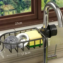 Kitchen Storage Rack Faucet Rack Black Gold Household Sink Dishwashing Sponge Rag Drain Water Hanging Basket Sink