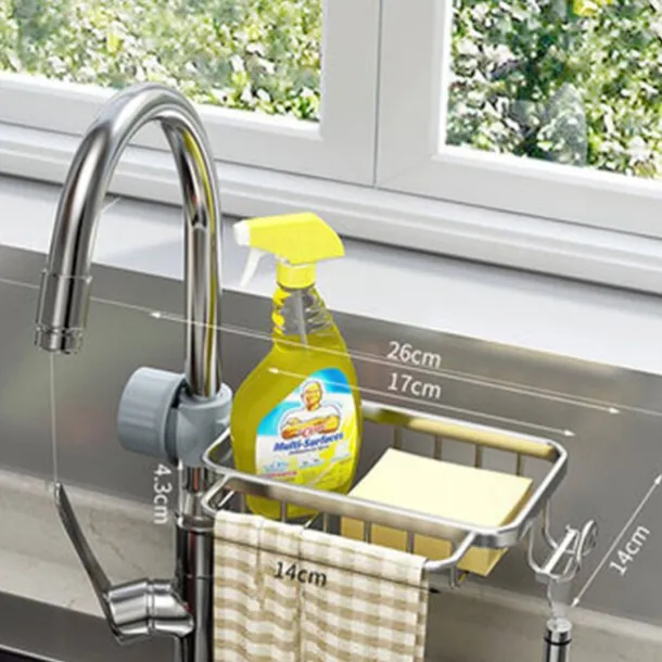 Kitchen Storage Rack Faucet Rack Black Gold Household Sink Dishwashing Sponge Rag Drain Water Hanging Basket Sink