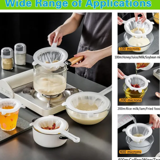 Kitchen Ultra-Fine Nylon Mesh Strainer Food Yogurt Mesh Sieve Plastic Mesh Colander with Handle Mini Brine Shrimp Separation Net for Filtering Juice Juice Milk Honey