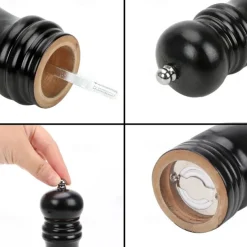 Kitchen Wooden Pepper Salt Mill Shaker Pepper Grinder Gadget Cooking Meat Restaurants Hand Movement Manual Pepper Mills