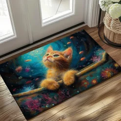 Kitty Fur Doormat Kitchen Mat Floor Mat Non-Slip Area Rug Oil Proof Rug Indoor Outdoor Mat Bedroom Decor Bathroom Mat Entrance Rug