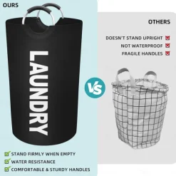 80L Large Laundry Basket, Laundry Hamper, Dirty Clothes Hamper for Laundry, Collapsible, Waterproof Laundry Baskets with Foam Protected Aluminum Handles for Laundry, Dorm, Family