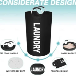 80L Large Laundry Basket, Laundry Hamper, Dirty Clothes Hamper for Laundry, Collapsible, Waterproof Laundry Baskets with Foam Protected Aluminum Handles for Laundry, Dorm, Family