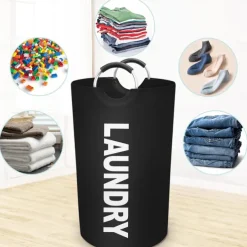80L Large Laundry Basket, Laundry Hamper, Dirty Clothes Hamper for Laundry, Collapsible, Waterproof Laundry Baskets with Foam Protected Aluminum Handles for Laundry, Dorm, Family