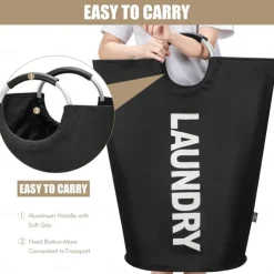 80L Large Laundry Basket, Laundry Hamper, Dirty Clothes Hamper for Laundry, Collapsible, Waterproof Laundry Baskets with Foam Protected Aluminum Handles for Laundry, Dorm, Family