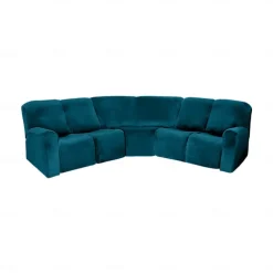 L Shape Recliner Sofa Covers Burgundy Corner Sofa Velvet Stretch Couch Covers for Reclining Sofa Soft Washable(4 Backrest Cover & Seat Cover,1 Coner Sofa Cover, 2 Armrest Cover)