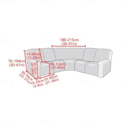 L Shape Recliner Sofa Covers Burgundy Corner Sofa Velvet Stretch Couch Covers for Reclining Sofa Soft Washable(4 Backrest Cover & Seat Cover,1 Coner Sofa Cover, 2 Armrest Cover)