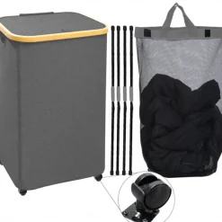 75L Slim Laundry Hamper with Wheels,Clothes Hamper for Laundry,Laundry Basket with Lid & Inner Bag,for Laundry Room, Bedroom, Dormitory Organization