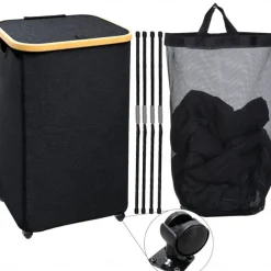 75L Slim Laundry Hamper with Wheels,Clothes Hamper for Laundry,Laundry Basket with Lid & Inner Bag,for Laundry Room, Bedroom, Dormitory Organization