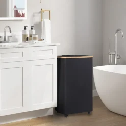 75L Slim Laundry Hamper with Wheels,Clothes Hamper for Laundry,Laundry Basket with Lid & Inner Bag,for Laundry Room, Bedroom, Dormitory Organization