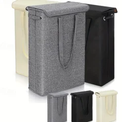 45L Thin Laundry Basket With Cover Narrow Hand Fine Hand Dirty Laundry Basket Bedroom Kindergarten Whole Basket Storage Bag
