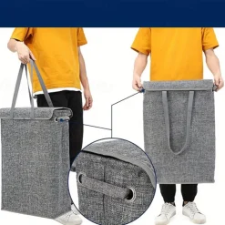 45L Thin Laundry Basket With Cover Narrow Hand Fine Hand Dirty Laundry Basket Bedroom Kindergarten Whole Basket Storage Bag