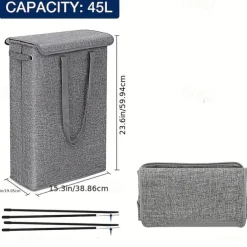 45L Thin Laundry Basket With Cover Narrow Hand Fine Hand Dirty Laundry Basket Bedroom Kindergarten Whole Basket Storage Bag