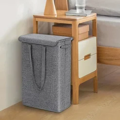 45L Thin Laundry Basket With Cover Narrow Hand Fine Hand Dirty Laundry Basket Bedroom Kindergarten Whole Basket Storage Bag