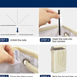 45L Thin Laundry Basket With Cover Narrow Hand Fine Hand Dirty Laundry Basket Bedroom Kindergarten Whole Basket Storage Bag