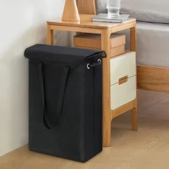 45L Thin Laundry Basket With Cover Narrow Hand Fine Hand Dirty Laundry Basket Bedroom Kindergarten Whole Basket Storage Bag