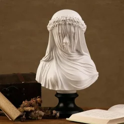 Lady Statue, Veiled Lady Bust Greek Goddess Statue Abstract Victorian Veiled Maiden Statue Statue Home Decor Aesthetic for Home Art Collection Ornament