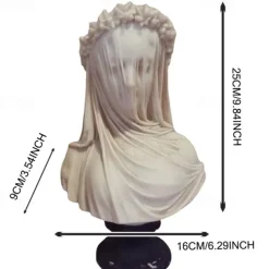 Lady Statue, Veiled Lady Bust Greek Goddess Statue Abstract Victorian Veiled Maiden Statue Statue Home Decor Aesthetic for Home Art Collection Ornament
