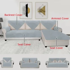 Lamb Velvet Sectional Couch Covers Sofa Slipcover Sofa Seat Cover Sectional Couch Covers,Furniture Protector Anti-Slip Couch Covers for Dogs Cats Kids(Sold by Piece/Not All Set)