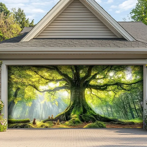 Landscape Door Decorations Garage Door Cover Outdoor Banner Large Backdrop for Holiday Outdoor Garage Door Home Wall Decorations Tree of Life