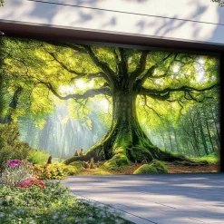 Landscape Door Decorations Garage Door Cover Outdoor Banner Large Backdrop for Holiday Outdoor Garage Door Home Wall Decorations Tree of Life