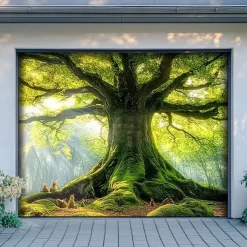 Landscape Door Decorations Garage Door Cover Outdoor Banner Large Backdrop for Holiday Outdoor Garage Door Home Wall Decorations Tree of Life