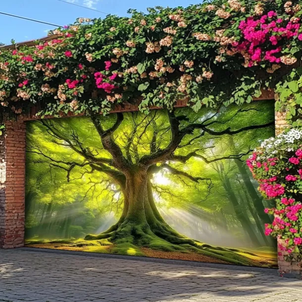 Landscape Door Decorations Garage Door Cover Outdoor Banner Large Backdrop for Holiday Outdoor Garage Door Home Wall Decorations Tree of Life