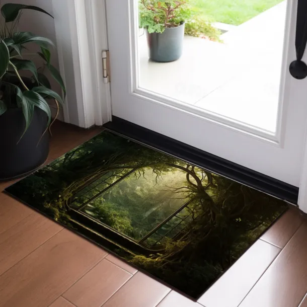 Landscape Forest Cave Doormat Floor Mats Washable Rugs Kitchen Mat Non-Slip Oil Proof Rug Indoor Outdoor Mat Bedroom Decor Bathroom Mat Entrance Rug