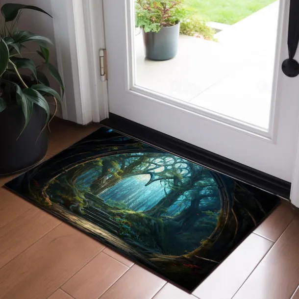 Landscape Forest Cave Doormat Floor Mats Washable Rugs Kitchen Mat Non-Slip Oil Proof Rug Indoor Outdoor Mat Bedroom Decor Bathroom Mat Entrance Rug