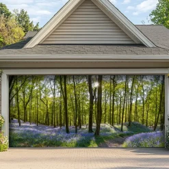 Landscape Forest Trees Door Decorations Garage Door Cover Outdoor Banner Large Backdrop for Holiday Outdoor Garage Door Home Wall Decorations