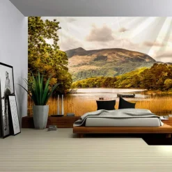 Landscape Forest Waterfall Hanging Tapestry Wall Art Large Tapestry Mural Decor Photograph Backdrop Blanket Curtain Home Bedroom Living Room Decoration