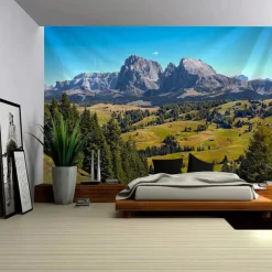 Landscape Forest Waterfall Hanging Tapestry Wall Art Large Tapestry Mural Decor Photograph Backdrop Blanket Curtain Home Bedroom Living Room Decoration